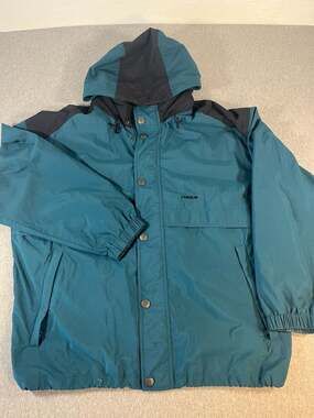 Vintage Tyrolia Skiwear Teal & Black Hooded Ski Jacket XL